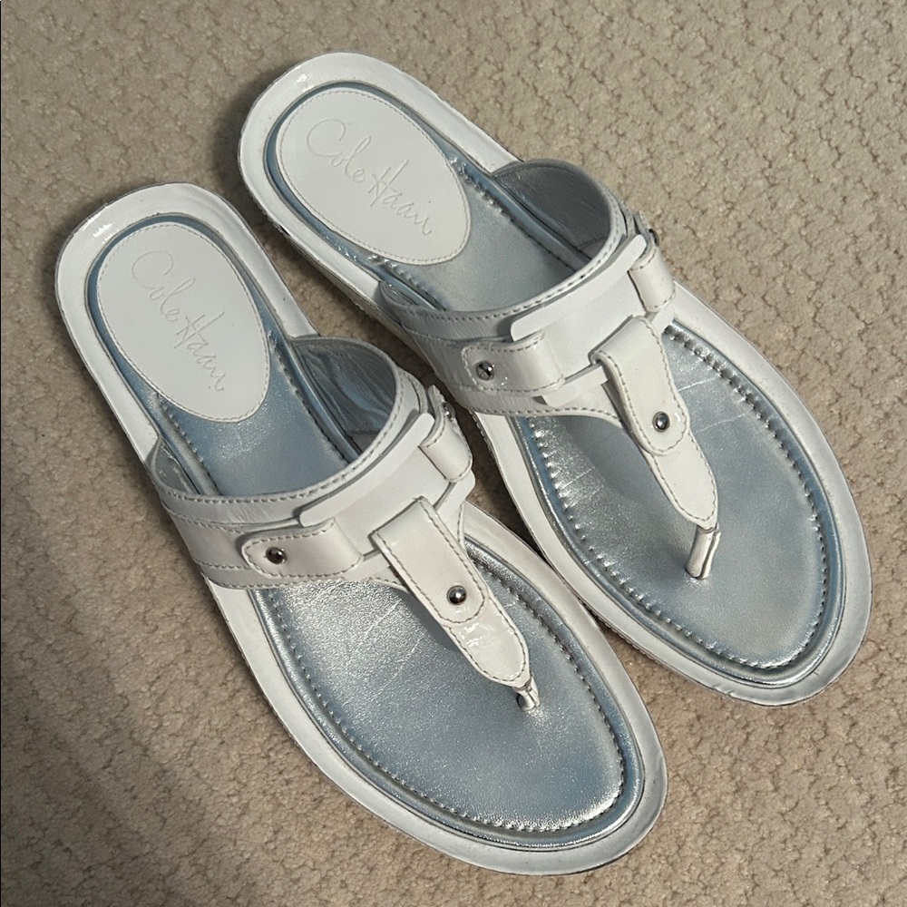 Cole Haan White and Metallic Sandals